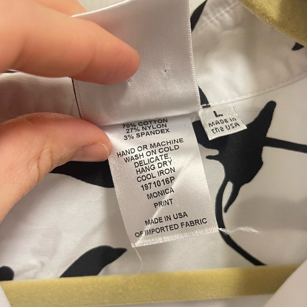 Finley White and Black Pattern Button down - Picture 5 of 11